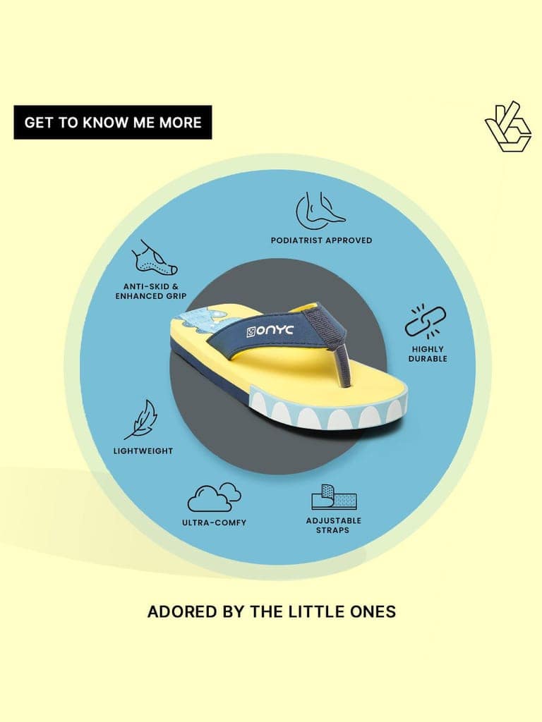 Premium Dino V-Shape Flip-flops - Yellow (Unisex) view 10