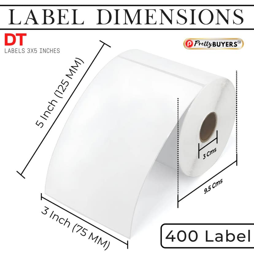 PrettyBuyers DT Labels 3x5 Inches for Shipping Label Printing 400 Labels Per Roll (Pack of 1 Roll)