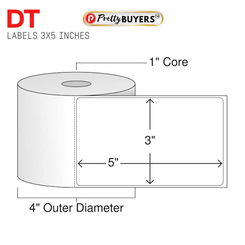 PrettyBuyers DT Labels 3x5 Inches for Shipping Label Printing 400 Labels Per Roll (Pack of 1 Roll) view 3