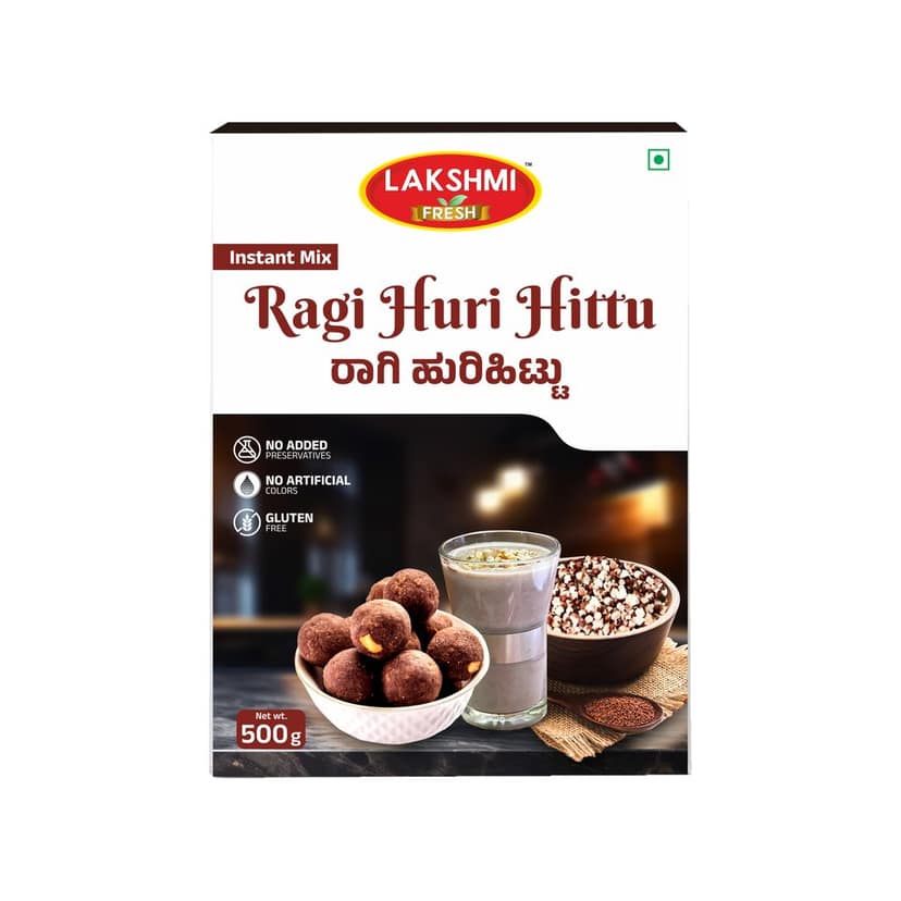 Lakshmi Fresh Special Ragi Huri Hittu 500g | Instant Ragi Malt Powder (pack of 2) (pack of 2) view 2