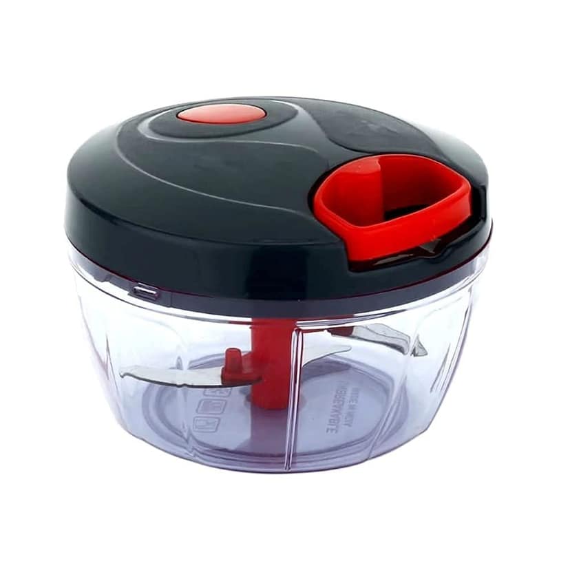 NEWWAY 450ml Pull Cord Vegetable Chopper – Mini Manual Food Cutter with 3 Stainless Steel Blades for Onion, Garlic, Fruits, Dry Fruits & More | BPA Free & Compact