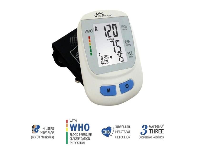 Dr. Morepen Bp Monitor 09 Fully Automatic BP Monitor with AC/DC Adaptor and Charger (White) view 2