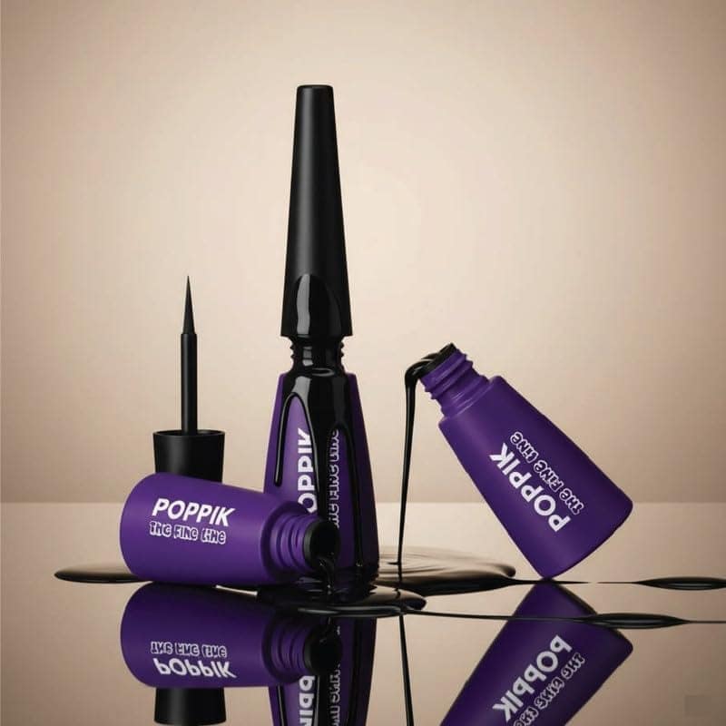 POPPIK The Fine Line Liquid Eyeliner Black Matte, High-Pigment Eye Makeup with Precision Applicator, Quick-Drying, Smudge-Proof, Waterproof & Transfer-Resistant, 3 ml view 2