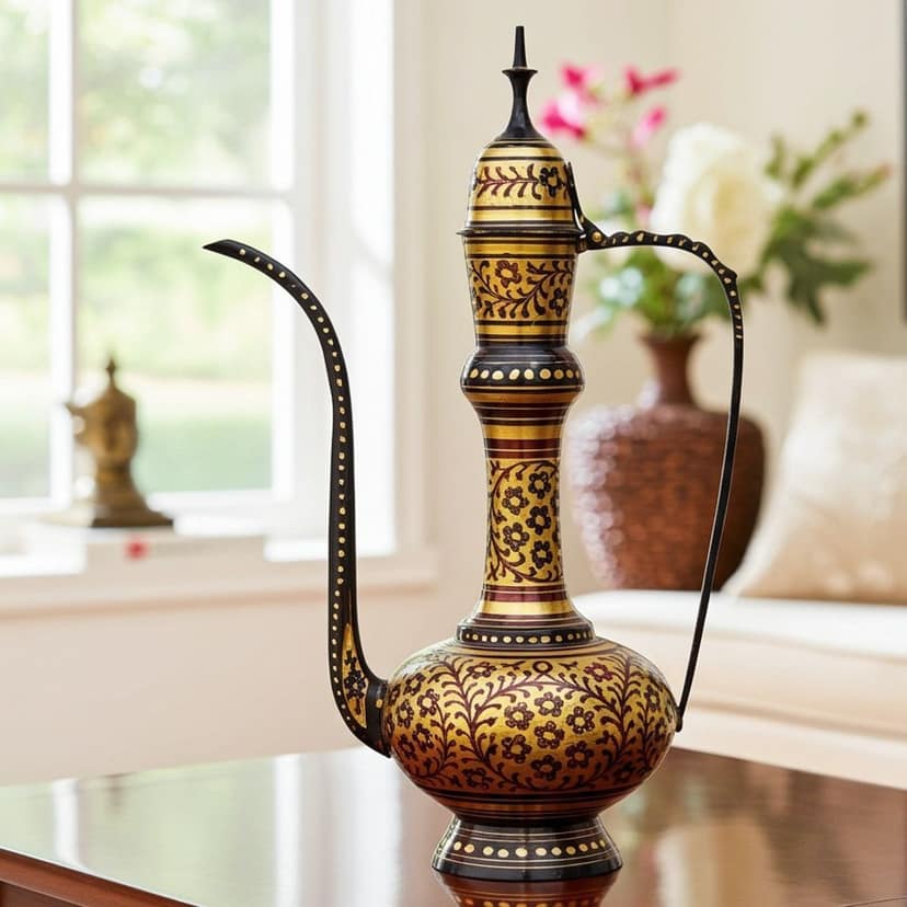Brass Decorative Aftaba ? Classic Surahi Shape Home Decor Piece, Height : 20 Inch (FMAS350 D)