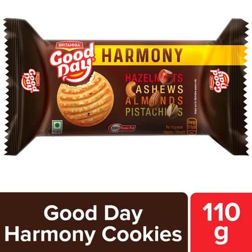 Britannia Good Day Harmony Biscuit - Crunchy, Zero Trans Fat, Ready To Eat, 110 g Pouch