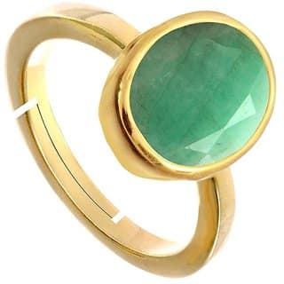 RS Jewellers Certified Emerald Panna 5.25 Carat Panchdhatu Gold Plating Astrological Ring for Men Women