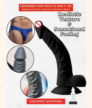 REALISTIC 9 INCH DARK BLACK PREMIUM SILICON DILDO WITH PERFECT SUCTION CUP & BIG BALLS - CRAZYNYT