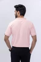Peach Polo T-Shirt With Jacquard Collar view 2