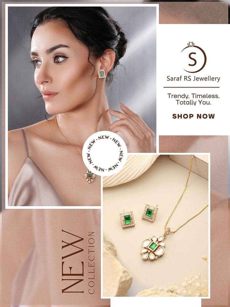 Gold Toned Green Emerald Kundan Studded Floral Locket Pendant Jewellery Set view 4