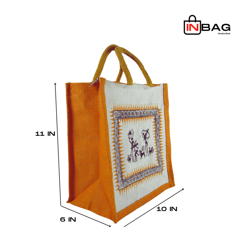 Inbag Jute Bag (Adivasi) for Lunch Box, Go Green MultiPurpose Jute Bag for Office/College/School/Tiffin/Shopping/Grocery Bag, Eco-Friendly Bag For Men, Women and Kids view 2