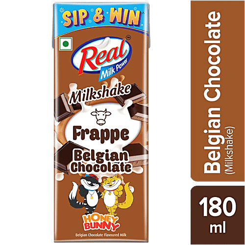 Real Milk Power Milkshake Frappe - Belgian Chocolate, Rich In Calcium & Vitamin D, 180 ml