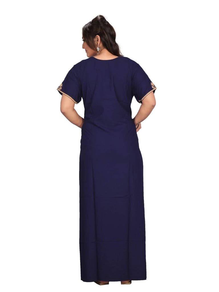 VALENCIA SLEEPWEAR Cream Floral Embroidery Gown Maxi Nightwear Nighty Lizzy Bizzy Soft Fabric Length Night Slip for Women view 9