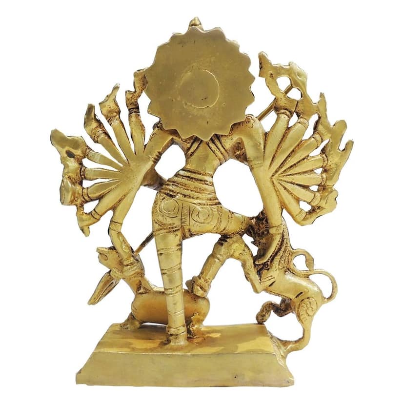 Brass Mahishasur Mardini Durga Idol Statue for Pooja Room, Height : 6.2 Inch (BSMAS1105 X) view 2
