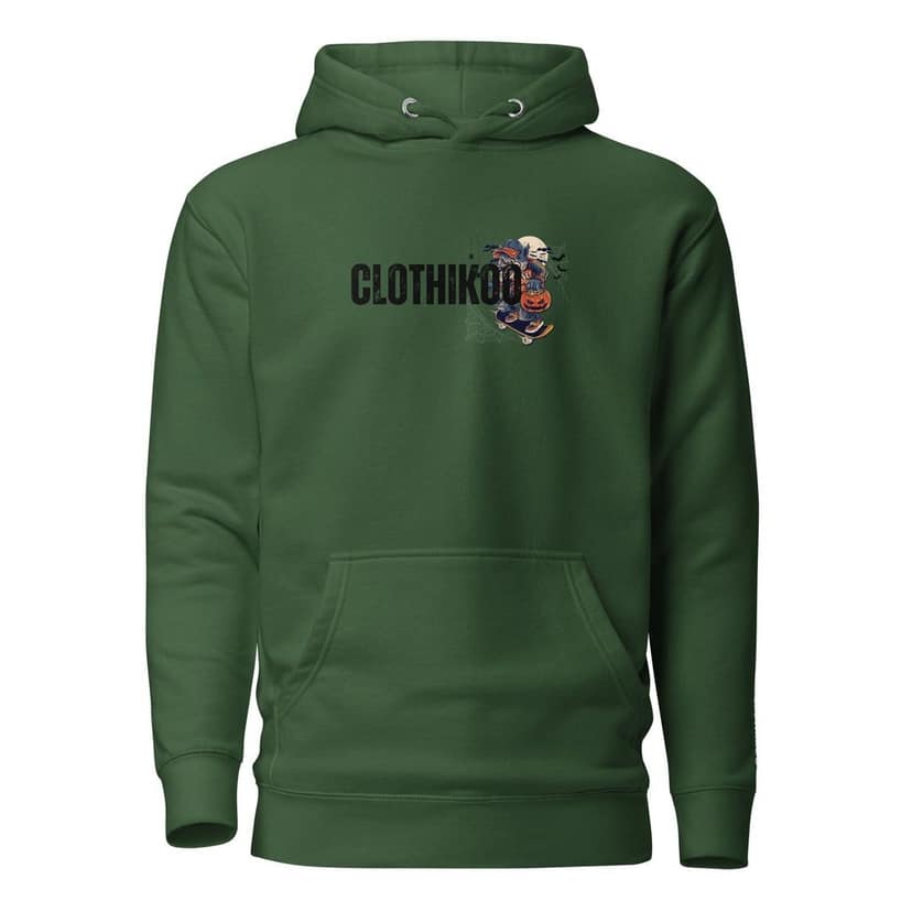 Clothikoo Premium Wolf Printed Edition Hoodie (400 GSM, Bottle Green Colour) view 2
