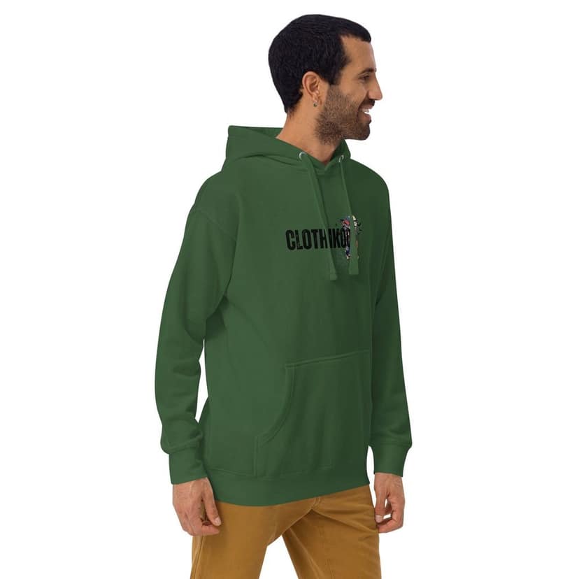 Clothikoo Premium Wolf Printed Edition Hoodie (400 GSM, Bottle Green Colour) view 4
