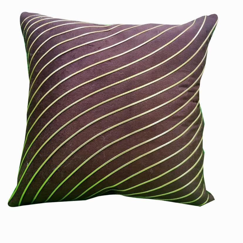 Beige & Brown Set of 3 Ethnic Motifs Embroidered Square Cushion Covers (16x16 inch or 40 x 40 cm) view 2
