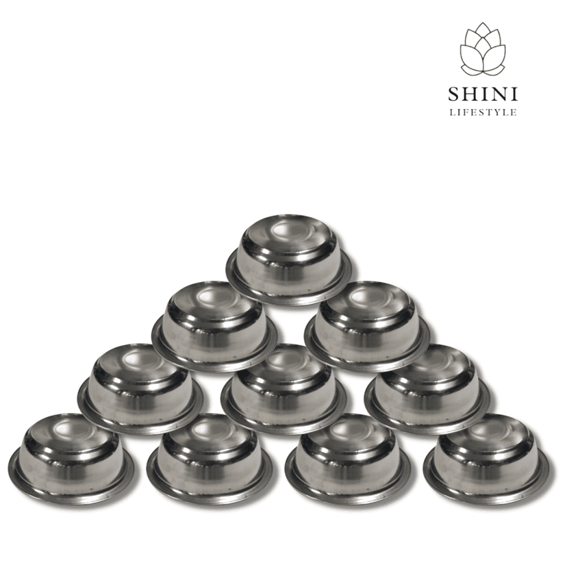 SHINI LIFESTYLE Katori, Vegetable Bowl, Dal Chawal Bowl, Katora, Stainless Steel Soup Bowl (Silver, Pack of 10)