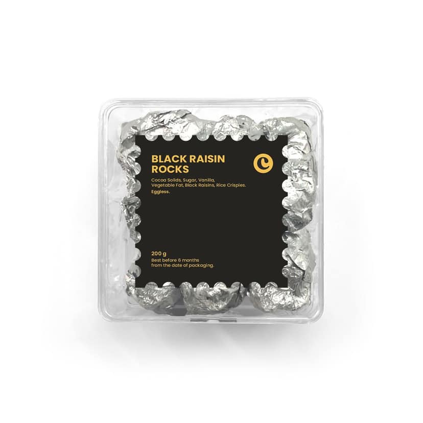 Chocopearl Eggless Chocolate Black Raisin Rock | Made with Cocoa Solids, Vanilla & Rice Crispies | Chewy Raisins with Crunchy Texture | 100% Vegetarian | 200g view 5