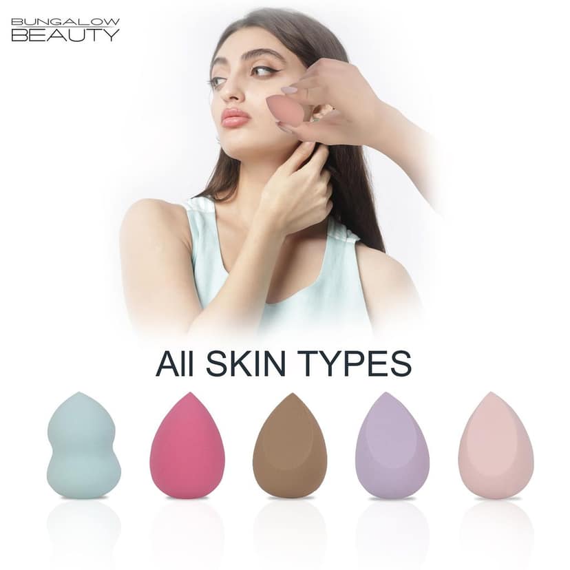 BUNGALOW BEAUTY Makeup Blending Sponge Set, 5 Pieces - Reusable | Beauty Makeup Sponge | Foundation Blender Sponge | Easy to clean I Latex-free Sponge I Suitable for Sensitive Skin view 5