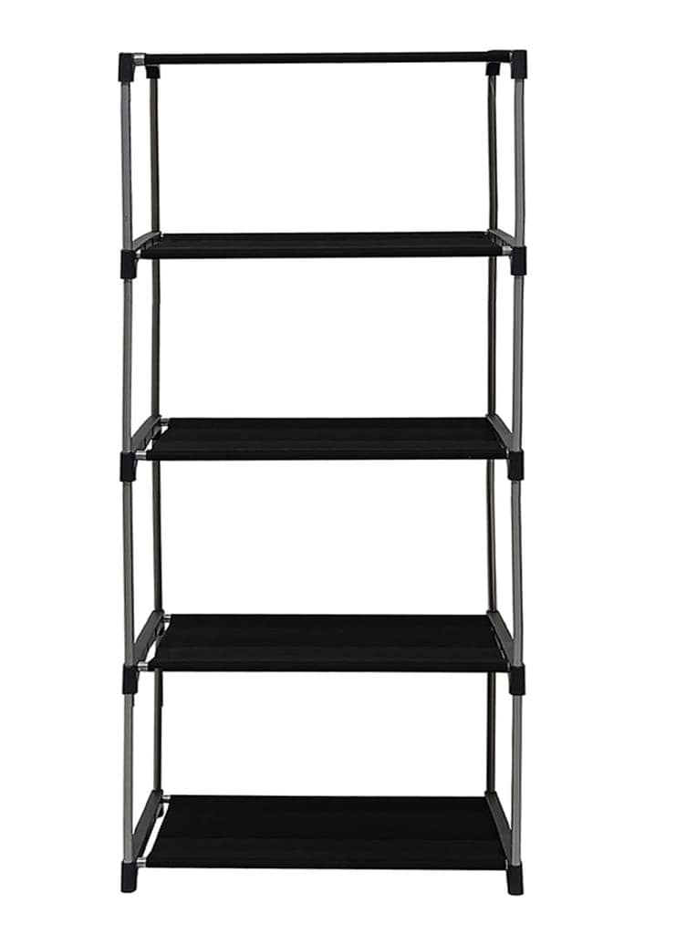 PHILOSHOP 4-Shelves Durable Metal Frame Modular Collapsible Wardrobe with 10-Inch Gapping in each Shelf & 100 GSM Fabric in Pink view 2