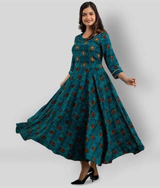 Lee Moda - Blue Rayon Women's Anarkali Kurti