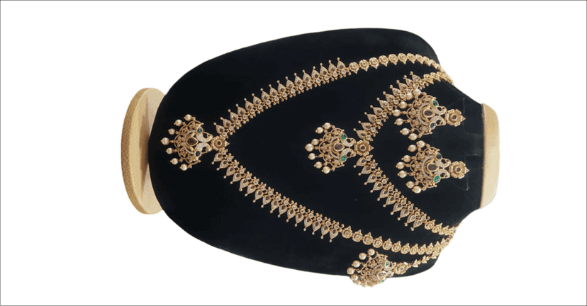 Gold Plated Traditional Indian Temple Jewellery Set view 2
