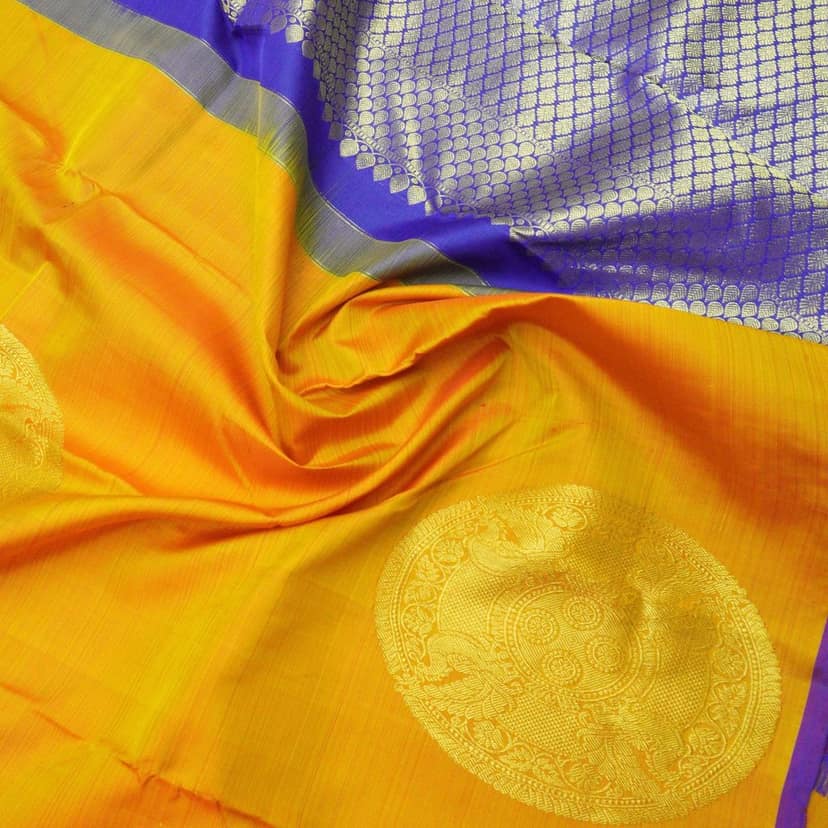 Mustard Yellow Borderless Trendy Silk Saree view 3