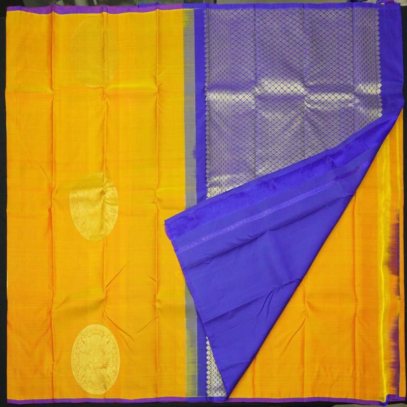 Mustard Yellow Borderless Trendy Silk Saree view 5