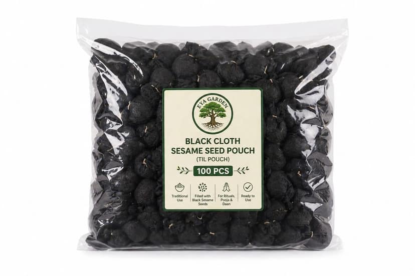 Black Cloth Sesame Seed Pouch (Til Pouch) – 100 Pcs | For Pooja, Daan & Ritual Use