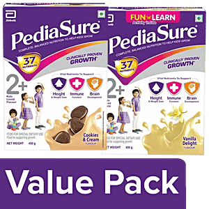 Pediasure Health Drink Cookies & Cream 400g + Nutritional Powder Vanilla Delight 400g, Combo 2 Items