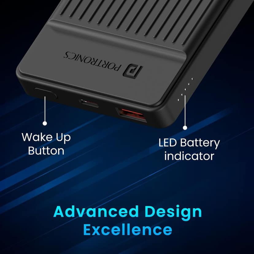 Portronics Luxcell B12 10,000mAh 12W Power Bank, Ultra Slim Power Bank with USB-A Output Port & Dual Input Ports (Micro & Type C) | BIS Certified | Free Type C Cable| Made in India view 3