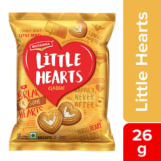 Britannia Little Hearts - Classic, Heart-Shaped, Sugar Sprinkled Biscuit, 26 G