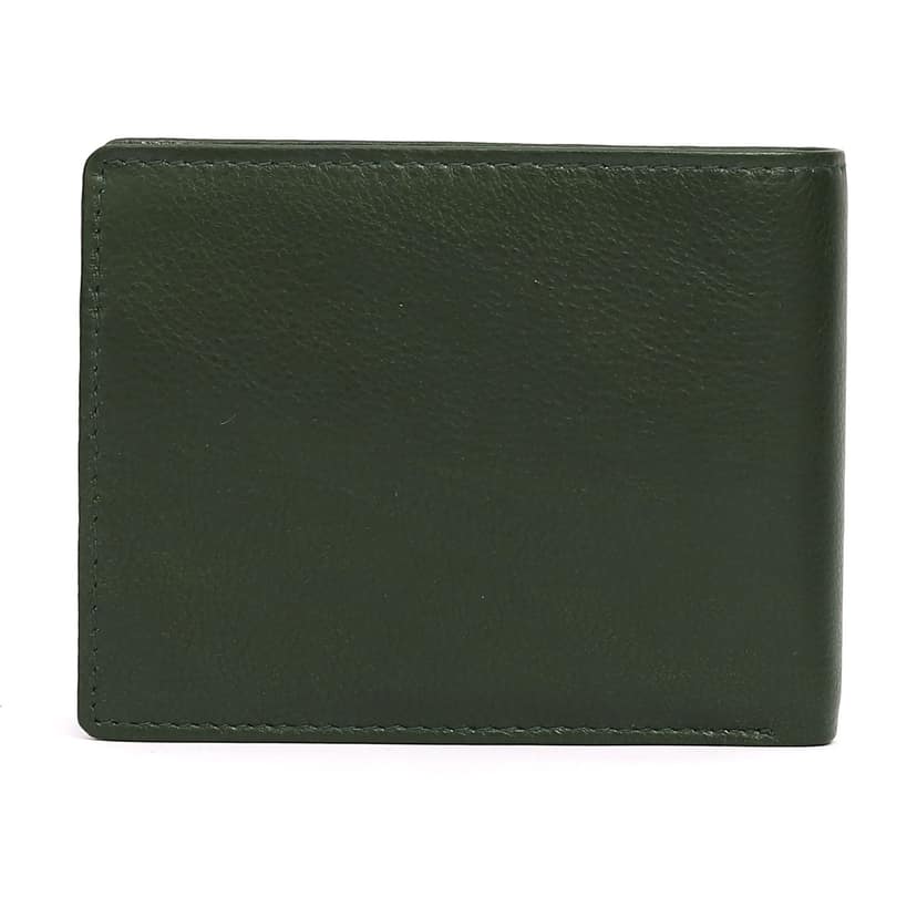 Vital King Men Travel Green Genuine Leather RFID Wallet (11 Card Slots)