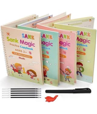 Villy Magic Book for Kids (4 Book + 5 Refill) Calligraphy Books for Kids, Sank Magic Practice Copy Book for Kids