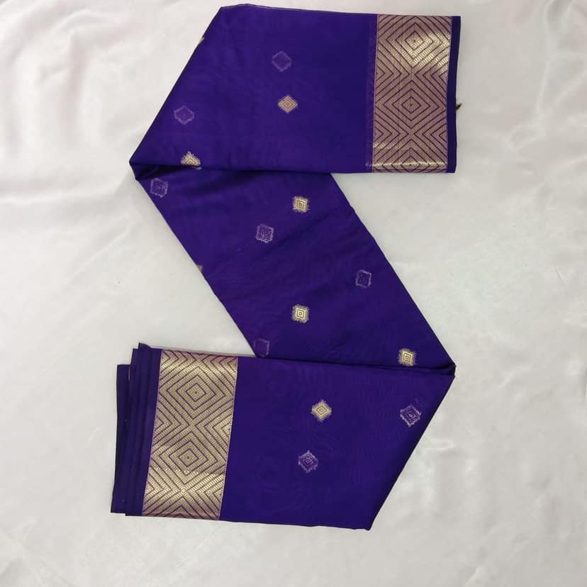 Silk Cotton Saree with Blouse - Violet view 2