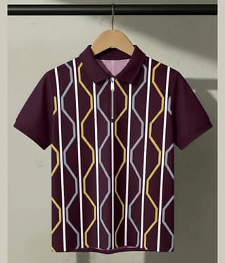 AUSK Men Cotton Blend Regular Fit Checks Polo T Shirt ( Purple )