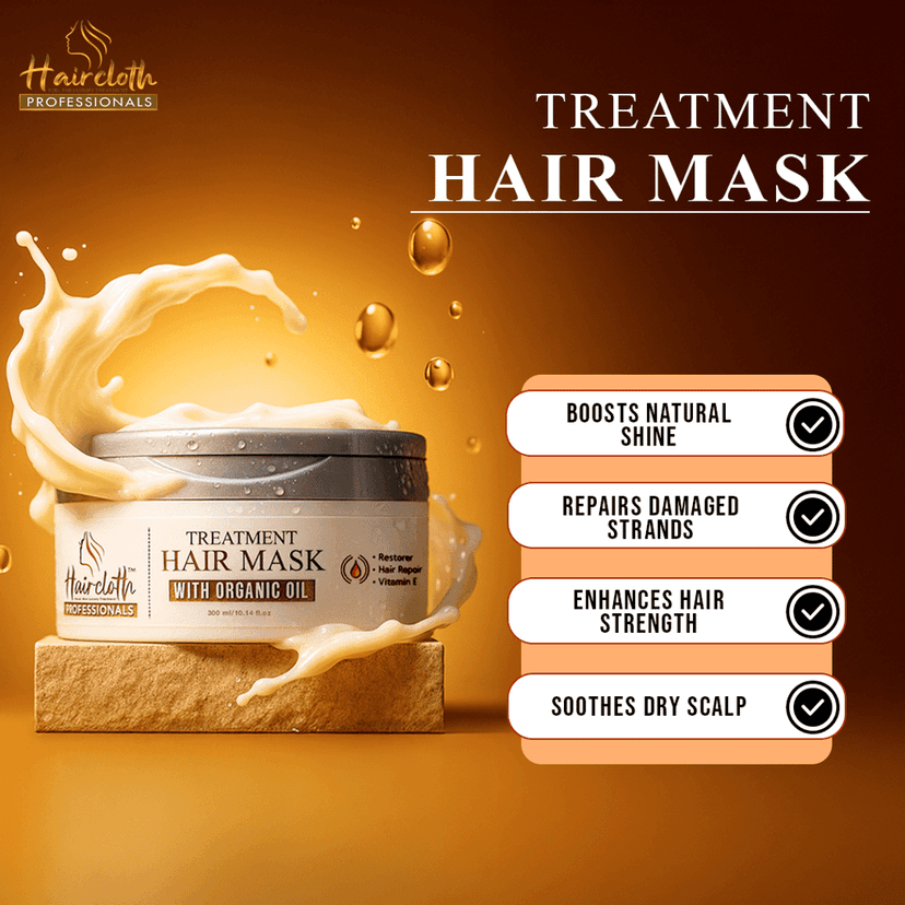 Haircloth Professionals Retail Kit Combo (Post Care Shampoo 300ml + Treatment Mask 300ml + Argan Oil Serum 50ml) – Complete Hair Repair & Nourishment Set view 3