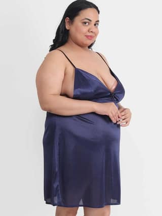 Plus Size Hot Bikini Navy Babydoll Dress for Honeymoon BB34N