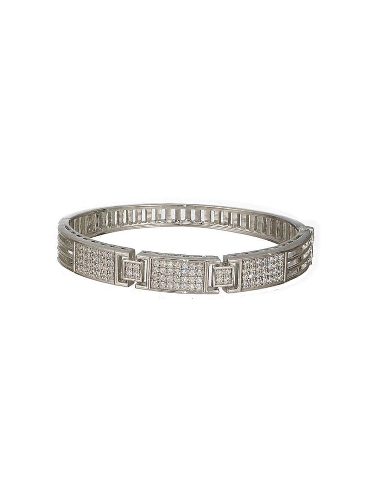 Silver Toned AD Studded Designer Sleek Kada Bracelet view 7