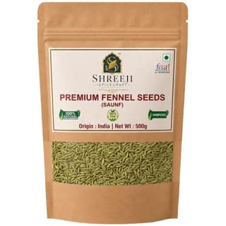 Shreeji Spicecraft Fennel Seeds Whole Saunf Pouch Natural Raw Handpicked Aromatic Spices for Cooking Mouth Freshener