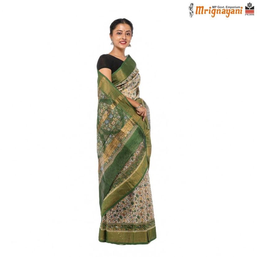 HANDLOOM CHANDERI SILK SAREE WITH BLOUSE (SKU - 3N0101080622 , SAREE - 1224) view 3