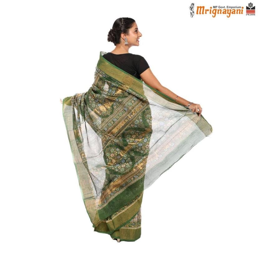 HANDLOOM CHANDERI SILK SAREE WITH BLOUSE (SKU - 3N0101080622 , SAREE - 1224) view 4