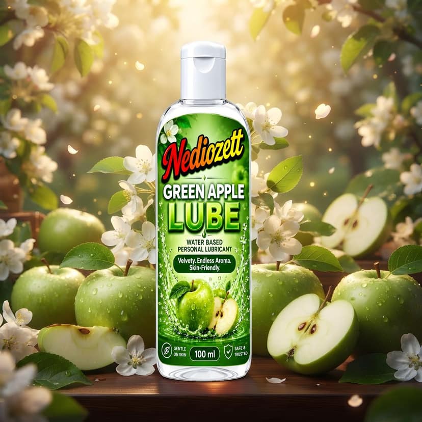 Nediozett Lube Green Apple Flavored Lubricant Gel for Men & Women| 100ml| Water-Based Gel| Skin-Friendly| Safe to Use with Condoms (pack of 1 )