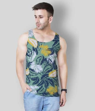 Veirdo Pack of 1 Cotton Sleeveless Vest For Men ( Green )