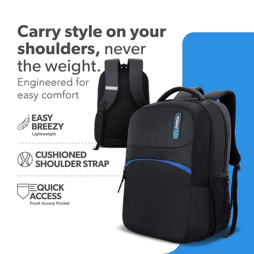 Dolph+ 02 | 33L Backpack | 17" Laptop Bag | 3 Compartments | College & Office Backpack for Men and Women | Black | 1 Year Global Warranty view 3