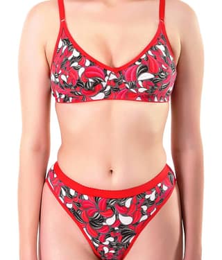 TCG Red Cotton Bra & Panty Set