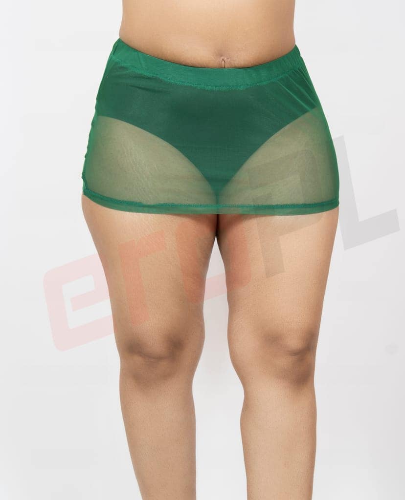 Green Mini Mesh Tube Skirt Sheer Material Perfect for Beach or Date Night view 4