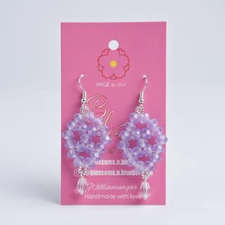 Handmade Crystal Drop Earrings - Light Purple