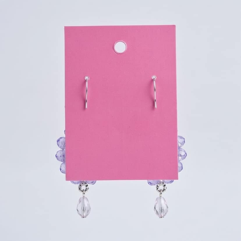 Handmade Crystal Drop Earrings - Light Purple view 2