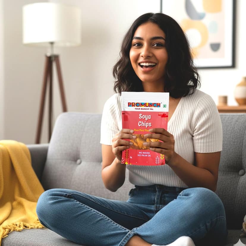 PROMUNCH Combo Pack - Soya Sticks (Chatpata Masala , Cream Onion) + Soya Chips (Peri Peri) - 120g Each view 6